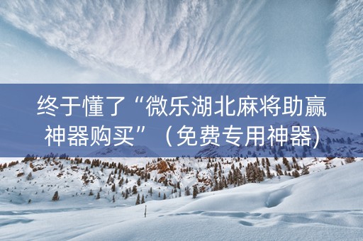 终于懂了“微乐湖北麻将助赢神器购买”（免费专用神器)