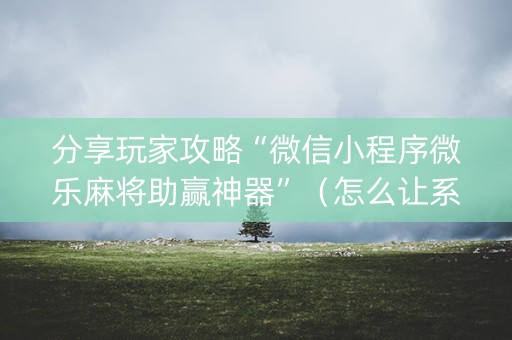 分享玩家攻略“微信小程序微乐麻将助赢神器”（怎么让系统给自己好牌)