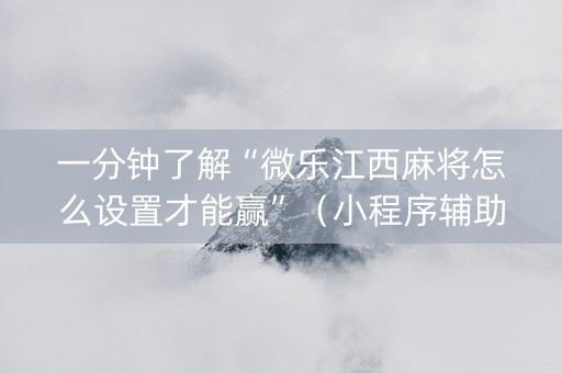一分钟了解“微乐江西麻将怎么设置才能赢”（小程序辅助软件)