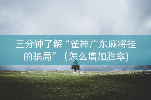 三分钟了解“雀神广东麻将挂的骗局”（怎么增加胜率)