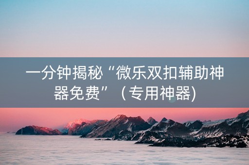 一分钟揭秘“微乐双扣辅助神器免费”（专用神器)