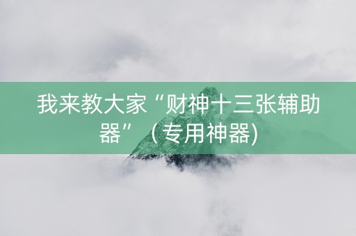 我来教大家“财神十三张辅助器”（专用神器)
