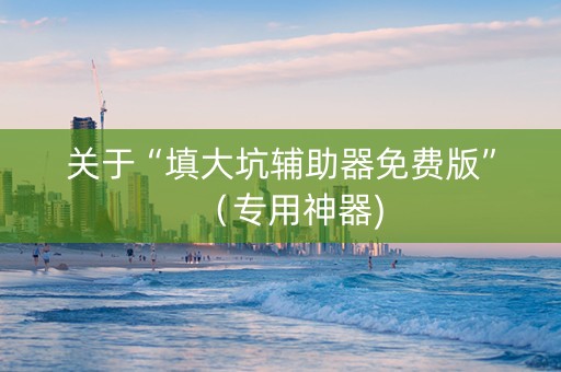 关于“填大坑辅助器免费版”（专用神器)