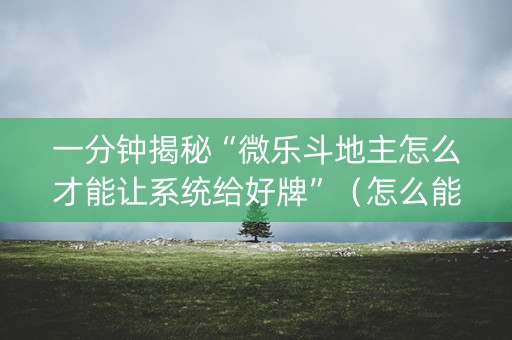 一分钟揭秘“微乐斗地主怎么才能让系统给好牌”（怎么能调好牌)