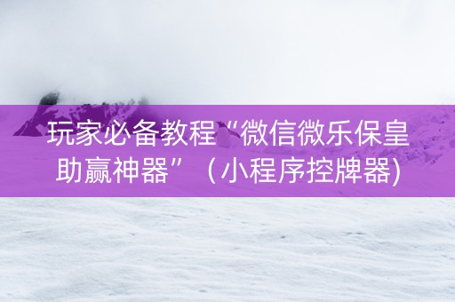玩家必备教程“微信微乐保皇助赢神器”（小程序控牌器)