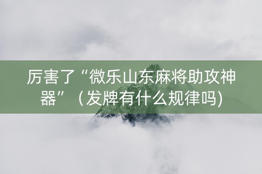 厉害了“微乐山东麻将助攻神器”（发牌有什么规律吗)