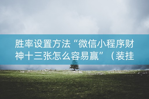 胜率设置方法“微信小程序财神十三张怎么容易赢”（装挂怎么安装)