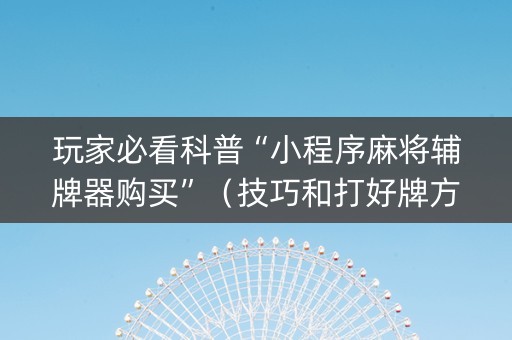 玩家必看科普“小程序麻将辅牌器购买”（技巧和打好牌方法)