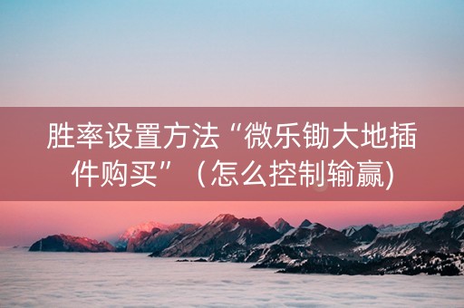 胜率设置方法“微乐锄大地插件购买”（怎么控制输赢)