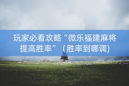 玩家必看攻略“微乐福建麻将提高胜率”（胜率到哪调)