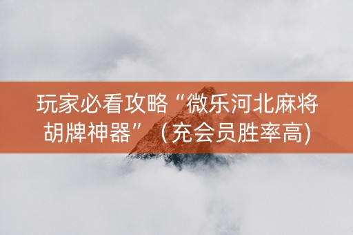 玩家必看攻略“微乐河北麻将胡牌神器”（充会员胜率高)