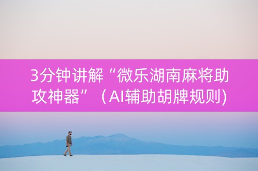 3分钟讲解“微乐湖南麻将助攻神器”（AI辅助胡牌规则)