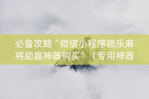 必备攻略“微信小程序微乐麻将助赢神器购买”（专用神器)