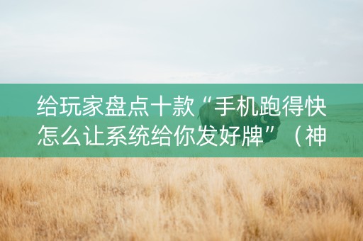 给玩家盘点十款“手机跑得快怎么让系统给你发好牌”（神器通用版)