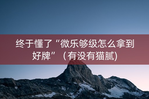 终于懂了“微乐够级怎么拿到好牌”（有没有猫腻)