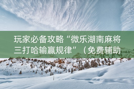 玩家必备攻略“微乐湖南麻将三打哈输赢规律”（免费辅助)