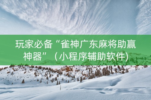 玩家必备“雀神广东麻将助赢神器”（小程序辅助软件)