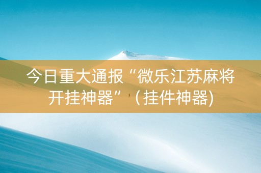 今日重大通报“微乐江苏麻将开挂神器”（挂件神器)