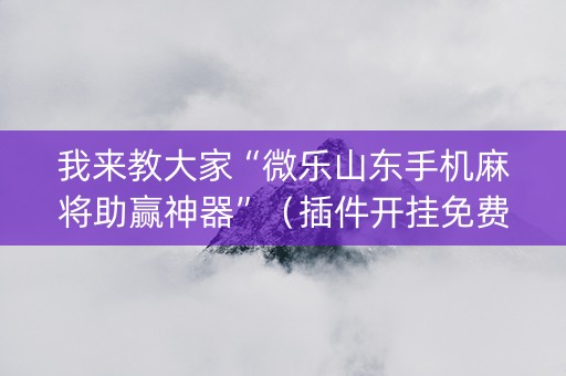 我来教大家“微乐山东手机麻将助赢神器”（插件开挂免费AI)