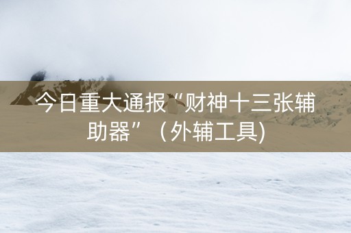 今日重大通报“财神十三张辅助器”（外辅工具)
