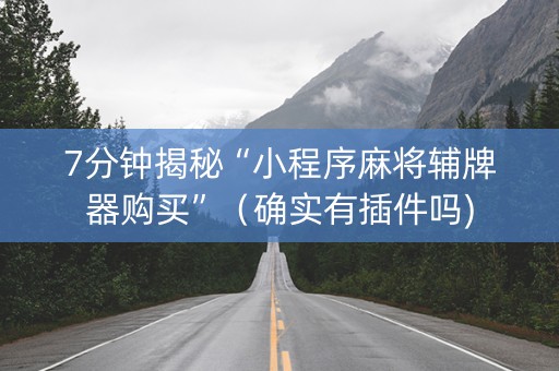 7分钟揭秘“小程序麻将辅牌器购买”（确实有插件吗)