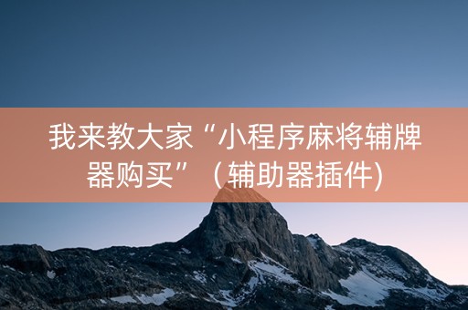 我来教大家“小程序麻将辅牌器购买”（辅助器插件)