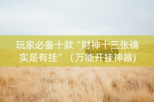 玩家必备十款“财神十三张确实是有挂”（万能开挂神器)
