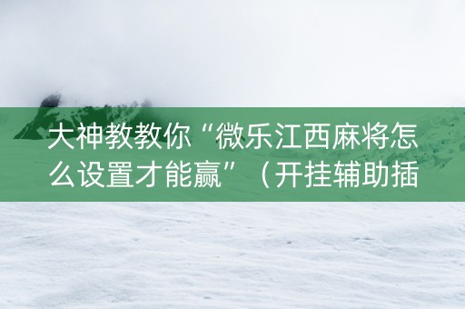 大神教教你“微乐江西麻将怎么设置才能赢”（开挂辅助插件)