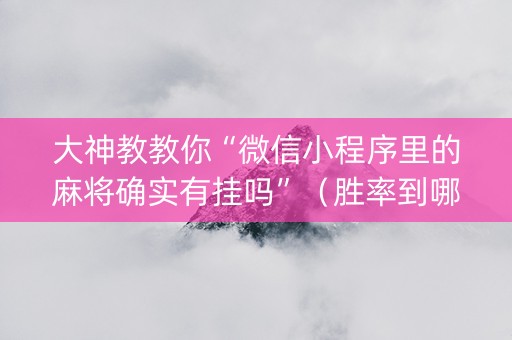 大神教教你“微信小程序里的麻将确实有挂吗”（胜率到哪调)