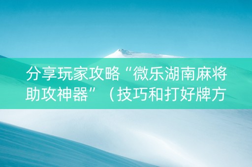 分享玩家攻略“微乐湖南麻将助攻神器”（技巧和打好牌方法)