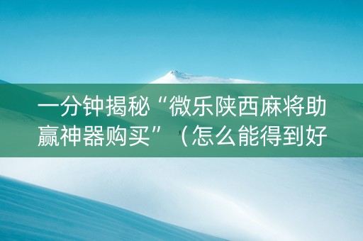 一分钟揭秘“微乐陕西麻将助赢神器购买”（怎么能得到好牌)