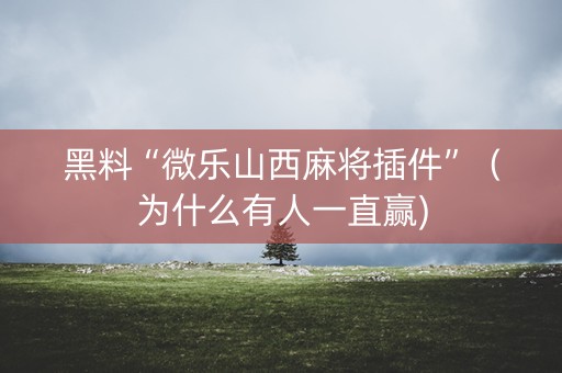 黑料“微乐山西麻将插件”（为什么有人一直赢)