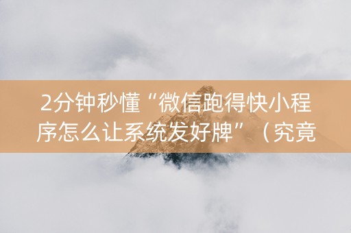 2分钟秒懂“微信跑得快小程序怎么让系统发好牌”（究竟是不是有挂)