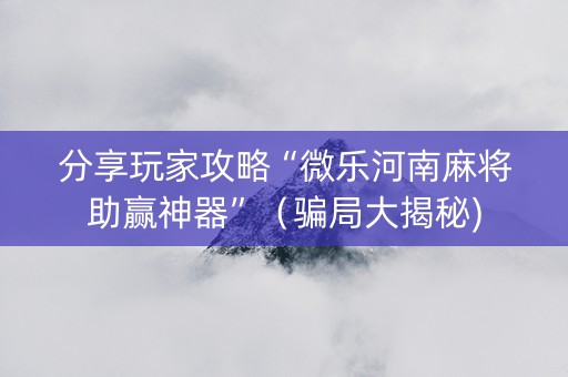分享玩家攻略“微乐河南麻将助赢神器”（骗局大揭秘)