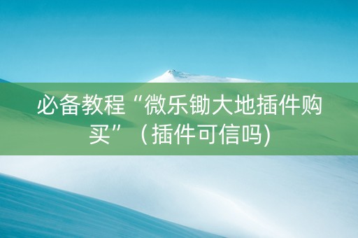必备教程“微乐锄大地插件购买”（插件可信吗)