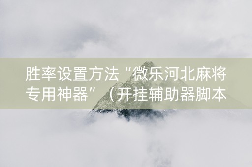 胜率设置方法“微乐河北麻将专用神器”（开挂辅助器脚本)