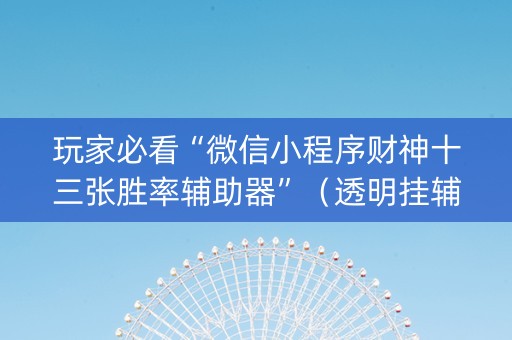 玩家必看“微信小程序财神十三张胜率辅助器”（透明挂辅助器)