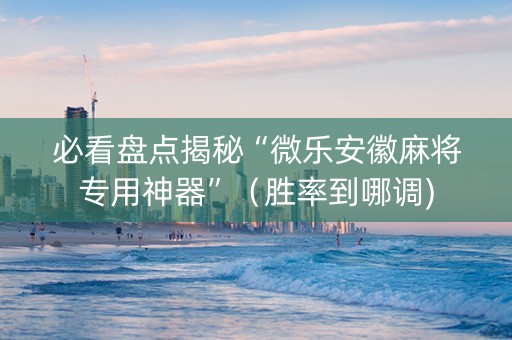 必看盘点揭秘“微乐安徽麻将专用神器”（胜率到哪调)
