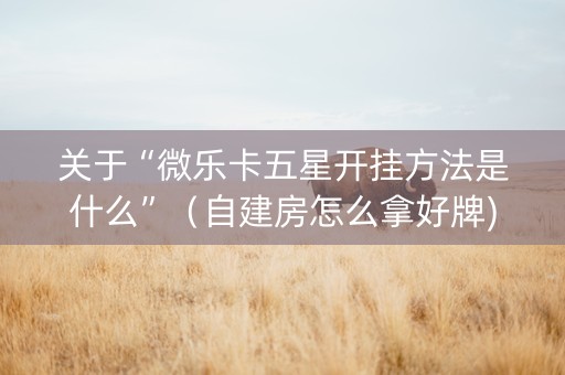关于“微乐卡五星开挂方法是什么”（自建房怎么拿好牌)