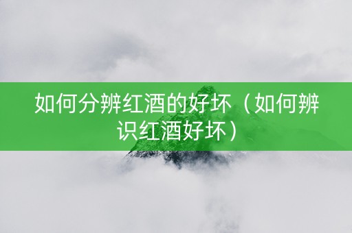 如何分辨红酒的好坏（如何辨识红酒好坏）