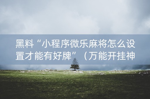 黑料“小程序微乐麻将怎么设置才能有好牌”（万能开挂神器)