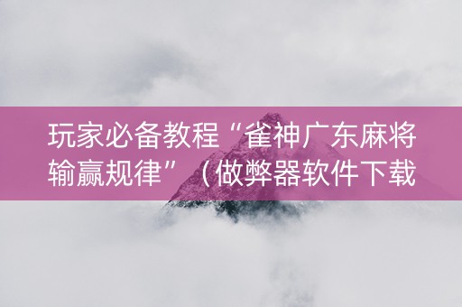 玩家必备教程“雀神广东麻将输赢规律”（做弊器软件下载)