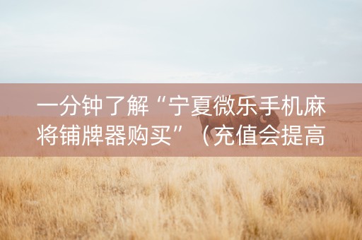 一分钟了解“宁夏微乐手机麻将铺牌器购买”（充值会提高胜率么)