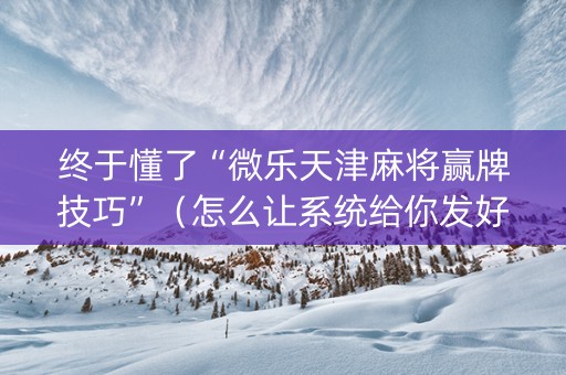 终于懂了“微乐天津麻将赢牌技巧”（怎么让系统给你发好牌)