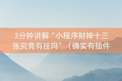 3分钟讲解“小程序财神十三张究竟有挂吗”（确实有插件吗)