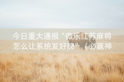 今日重大通报“微乐江苏麻将怎么让系统发好牌”（必赢神器辅助器)