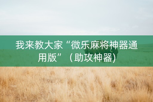 我来教大家“微乐麻将神器通用版”（助攻神器)