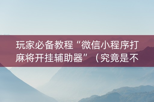 玩家必备教程“微信小程序打麻将开挂辅助器”（究竟是不是有挂)
