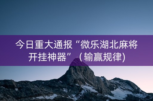 今日重大通报“微乐湖北麻将开挂神器”（输赢规律)