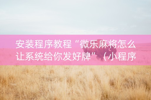 安装程序教程“微乐麻将怎么让系统给你发好牌”（小程序怎么才会赢)